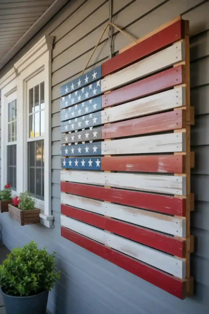  Rustic Wooden American Flag Wall
