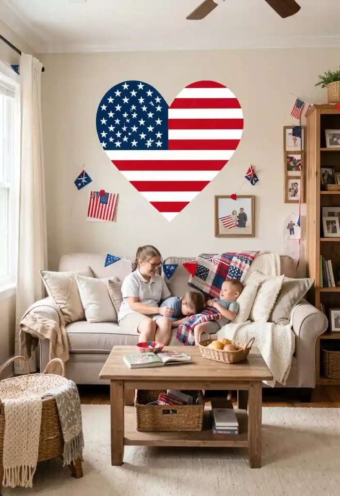 American Flag Heart Decal