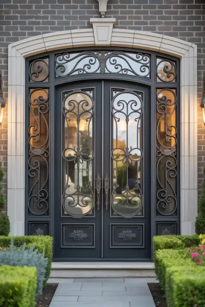 Decorative Iron and Glass Door