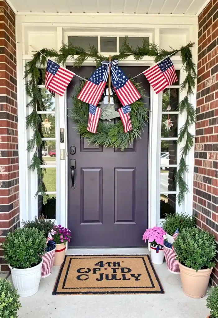 Flag-Themed Front Door Garland