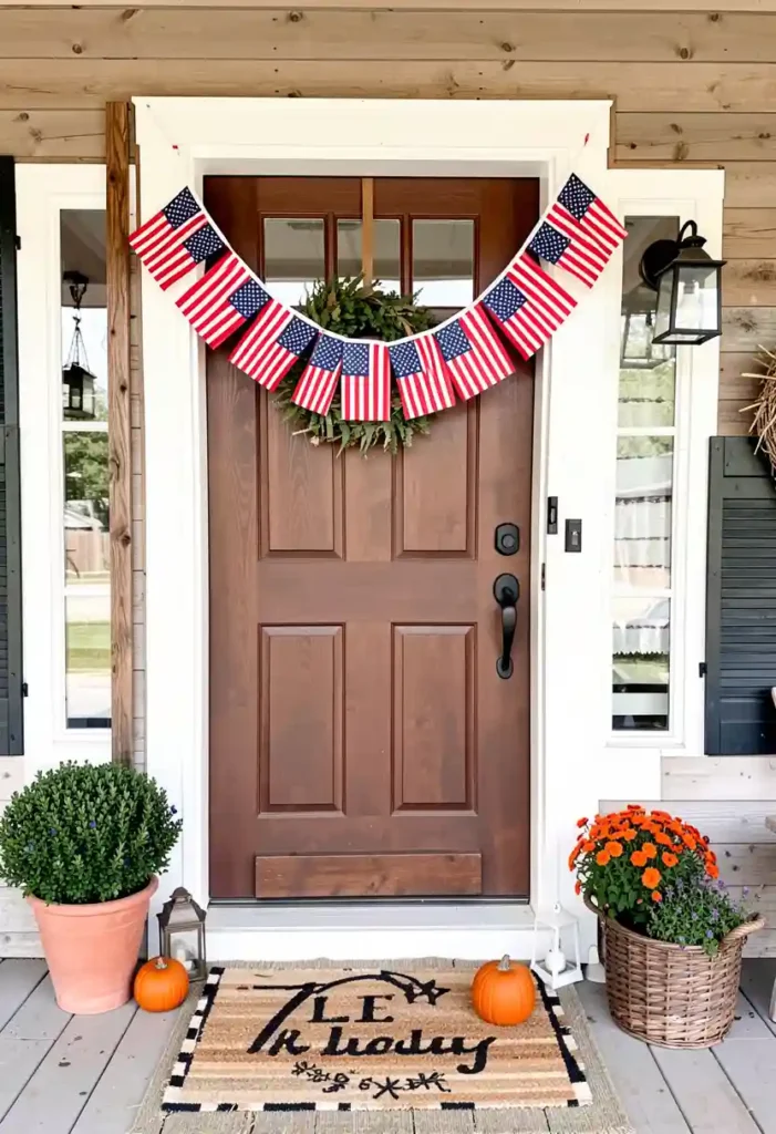 Mini Flag Garland Around the Door Frame