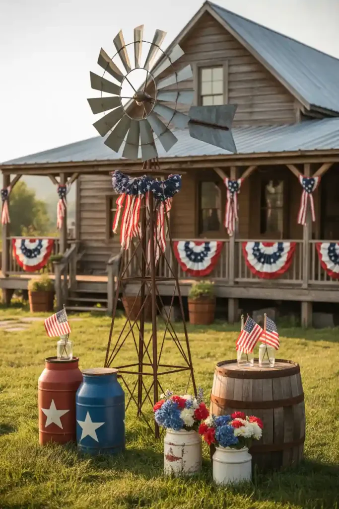 Patriotic Windmill Yard Accent