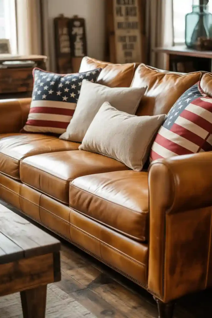 Vintage Flag Pillow Display