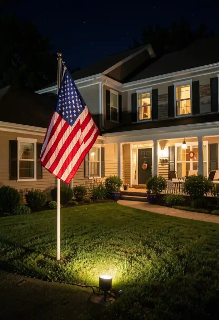 American Flag Yard Lighting