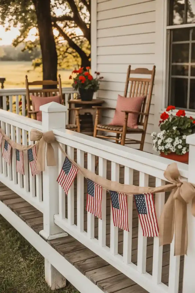Farmhouse Flag Garland Porch Rail