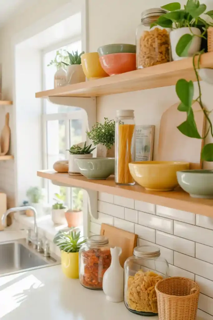Style Open Shelves with Colorful Decor