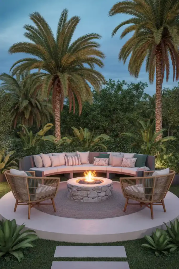Tropical Fire Pit Gathering Spot