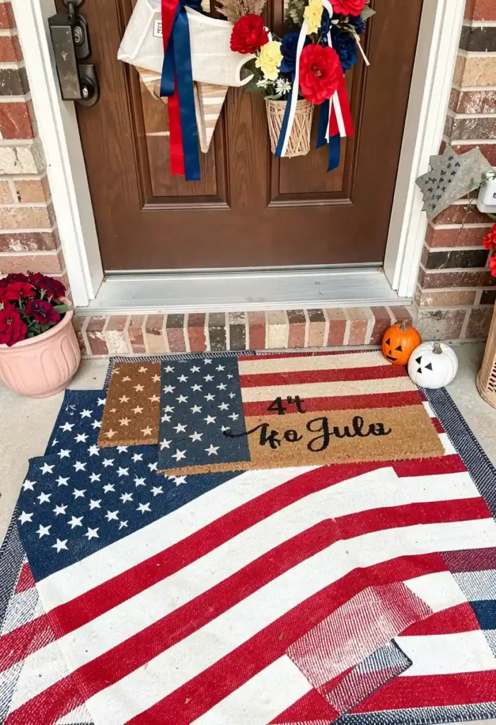 Flag-Themed Doormat Display