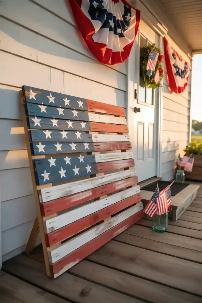 Rustic American Flag Wooden Pallet Sign