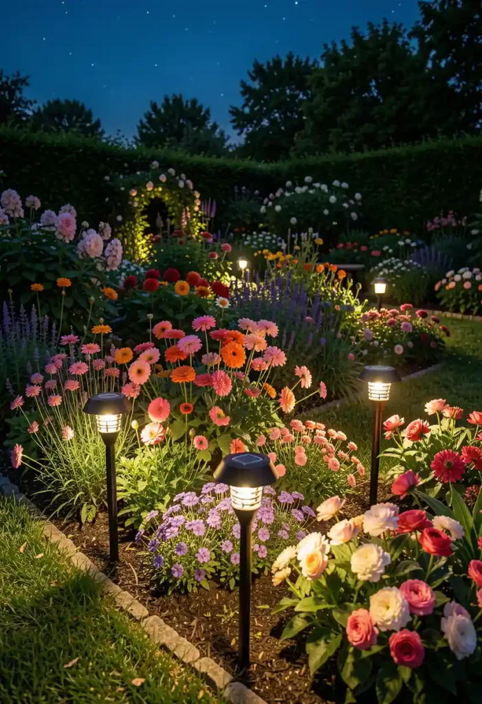 . Use Garden Stake Lights for Flower Beds