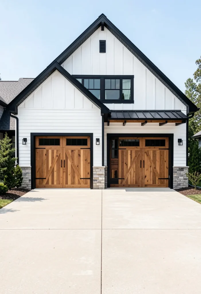 Farmhouse with Garage Statement Doors