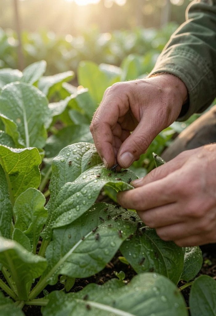 Handpicking Pests Manually