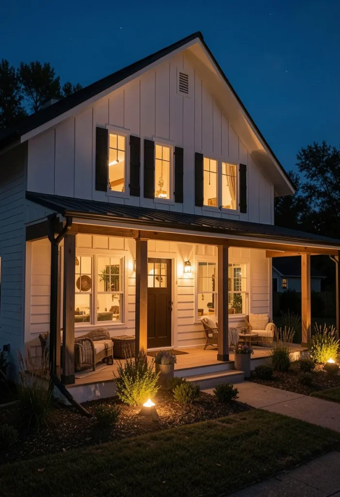 . Farmhouse with Outdoor Lighting Design
