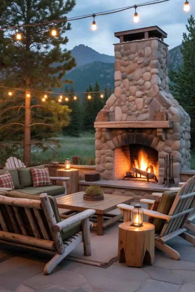 Mountain Lodge Style Outdoor Living Room