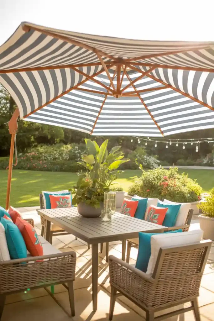 Add a Statement Patio Umbrella