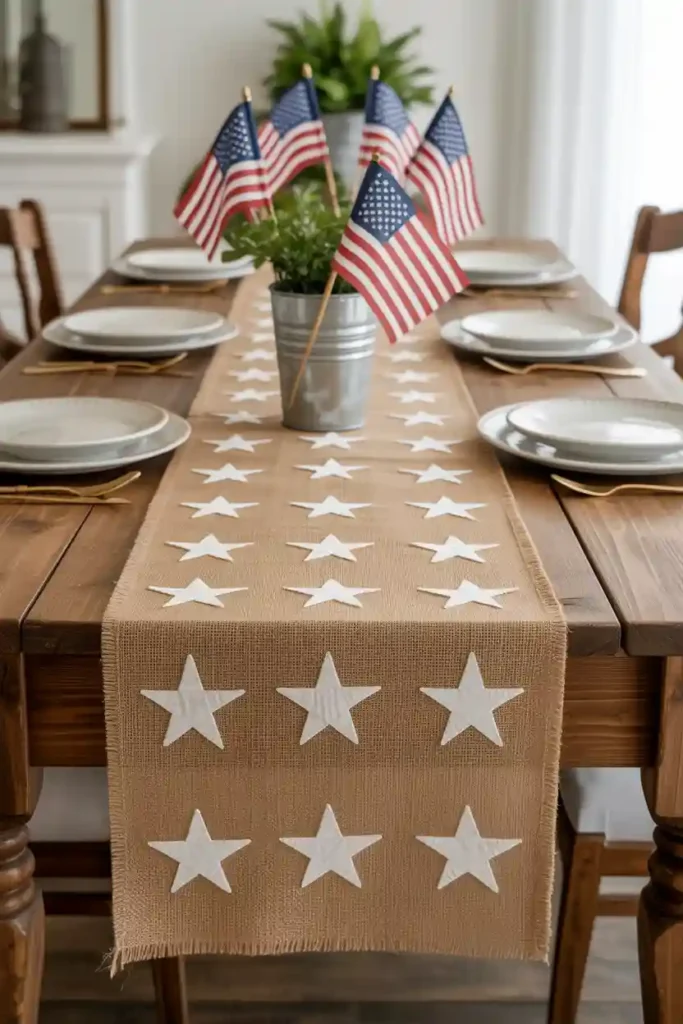 Burlap and Flag Table Runner