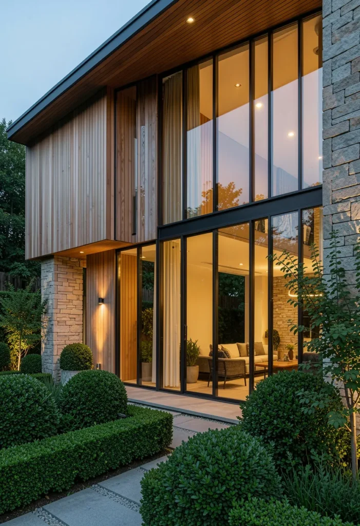 Natural Wood and Stone Combination