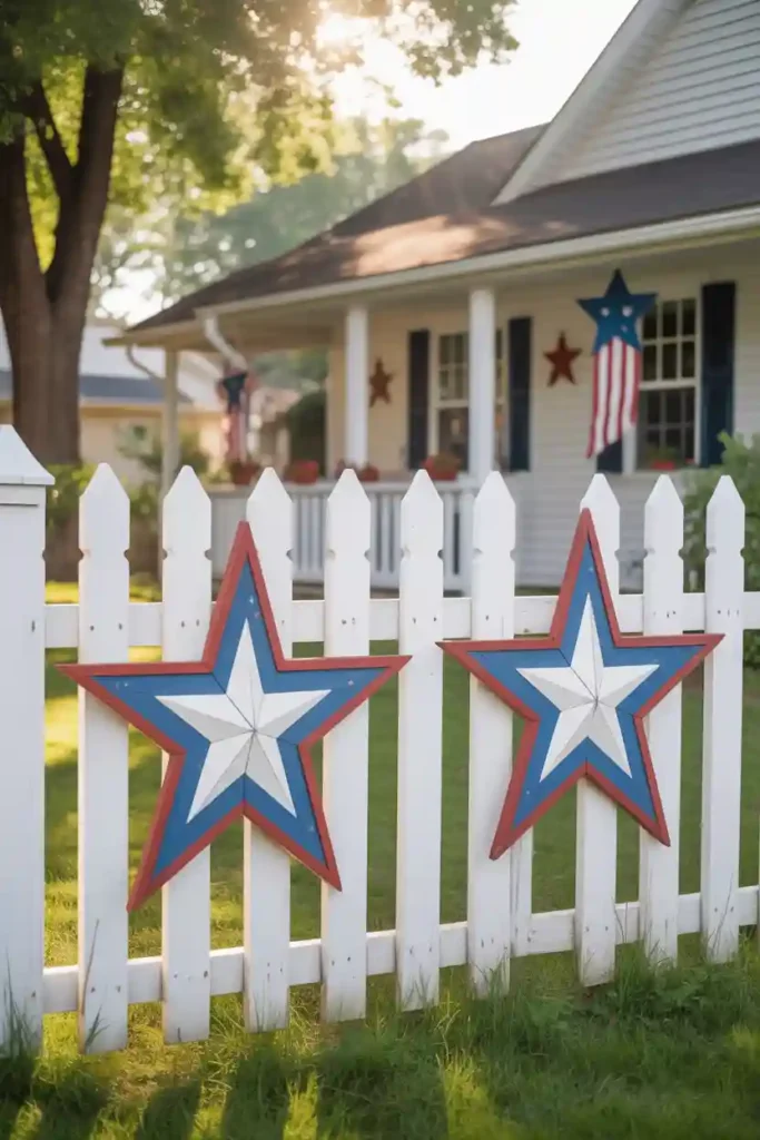 Painted Patriotic Fence Stars