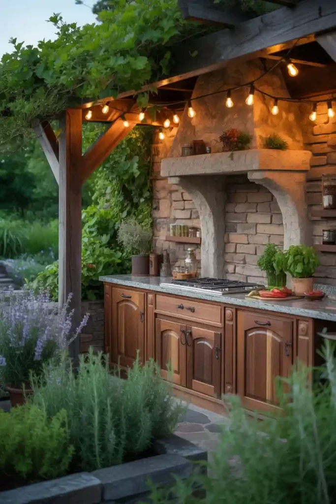 Rustic Stone Outdoor Kitchen