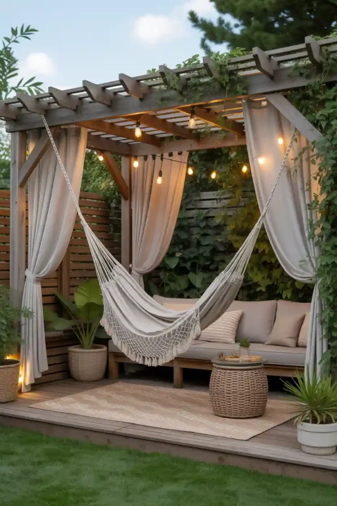 Shaded Hammock Under a Pergola