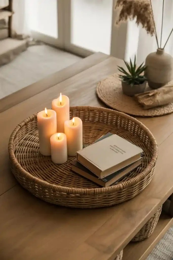 Use a Woven Tray for a Natural Touch