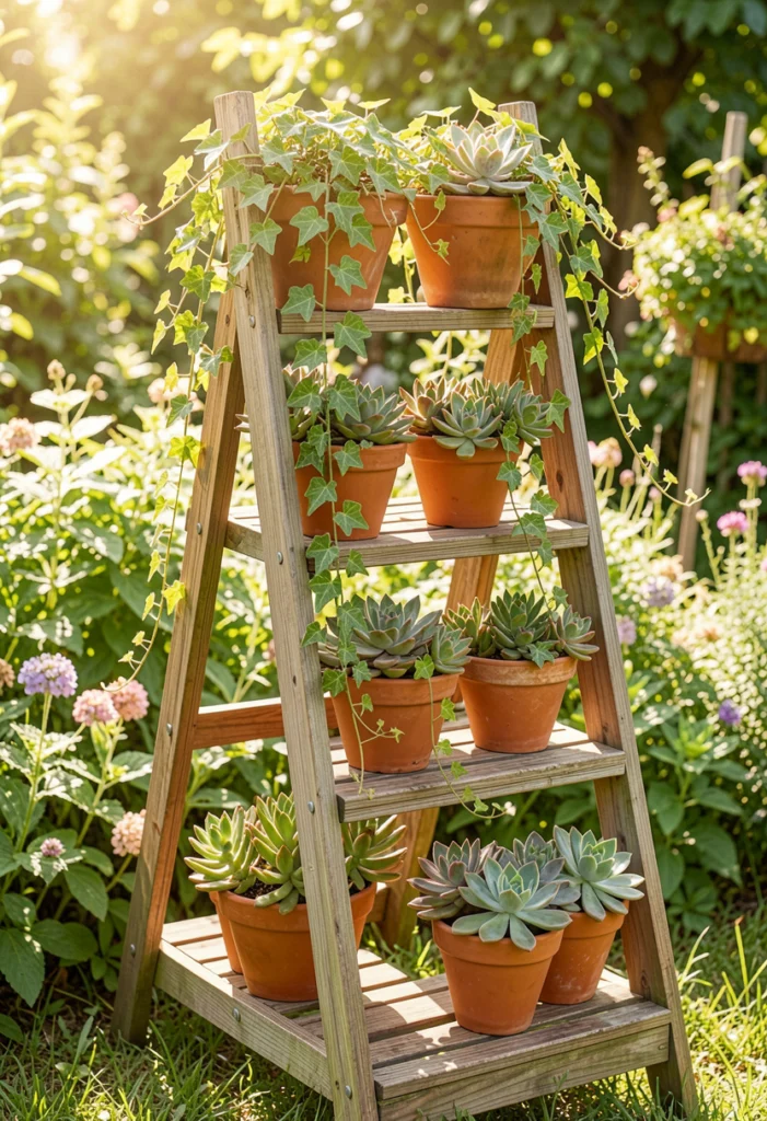 Ladder Plant Stand Display
