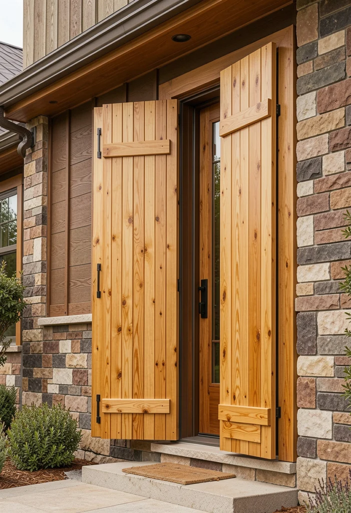 Natural Cedar Shutters with Clean Lines