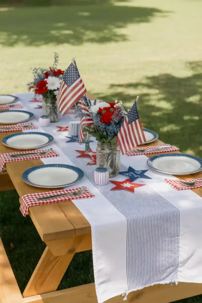 Patriotic Picnic Table Setup