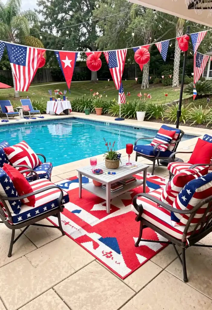 Patriotic Poolside Lounge Area