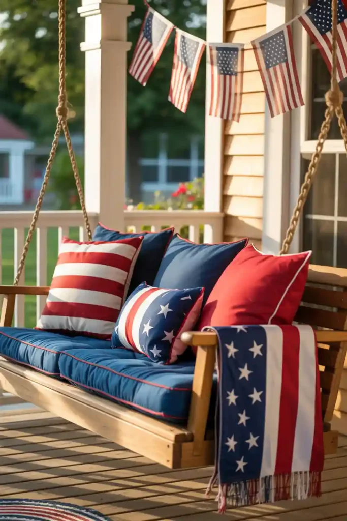 Patriotic Porch Swing Setup