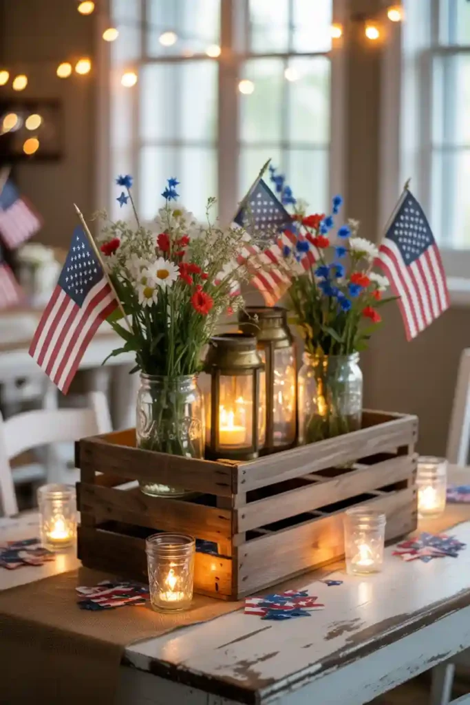 . Wooden Crate Table Centerpiece