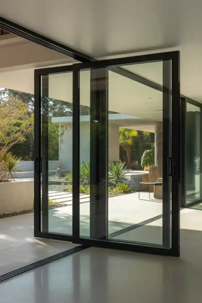 Contemporary Glass Sliding Double Doors