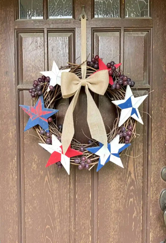Grapevine Wreath with Wooden Stars