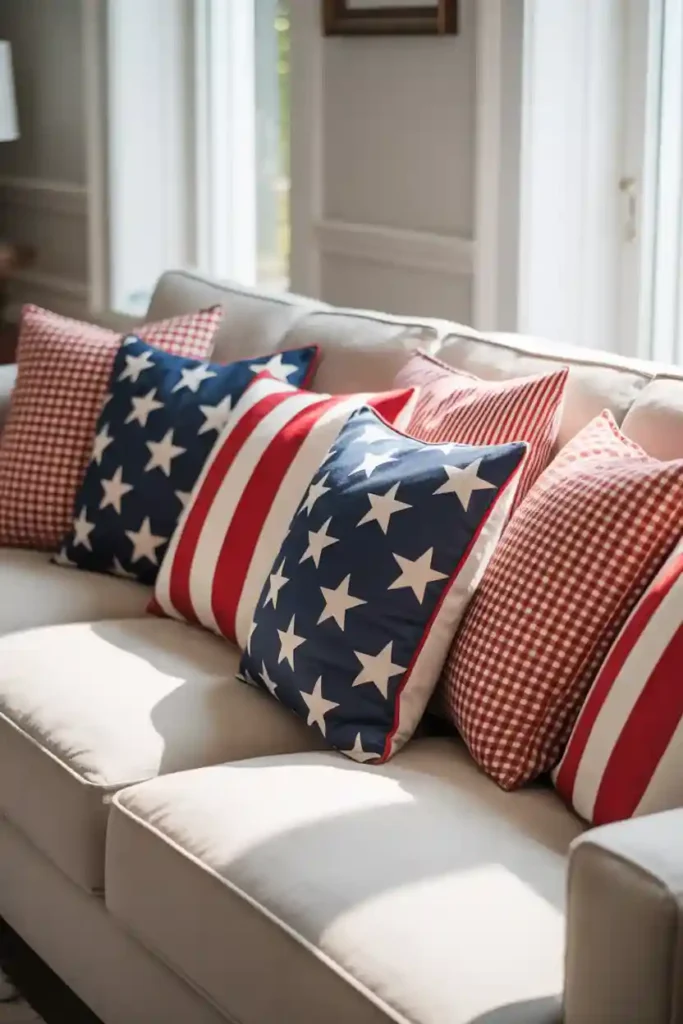 Mixed Pattern Patriotic Pillow Display
