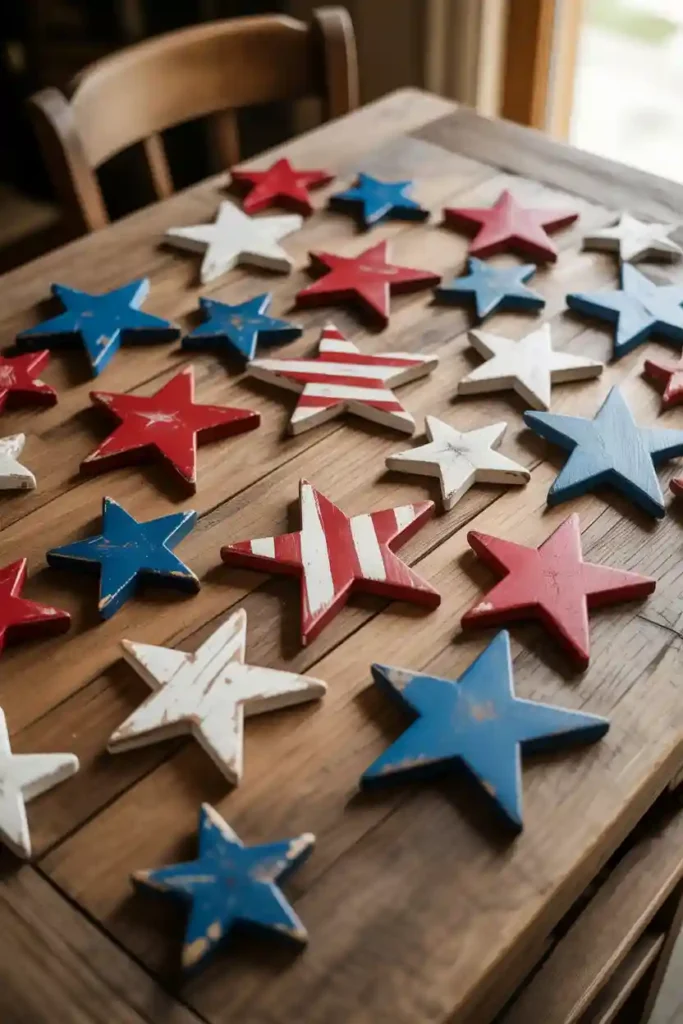  Painted Wooden Star Table Scatter