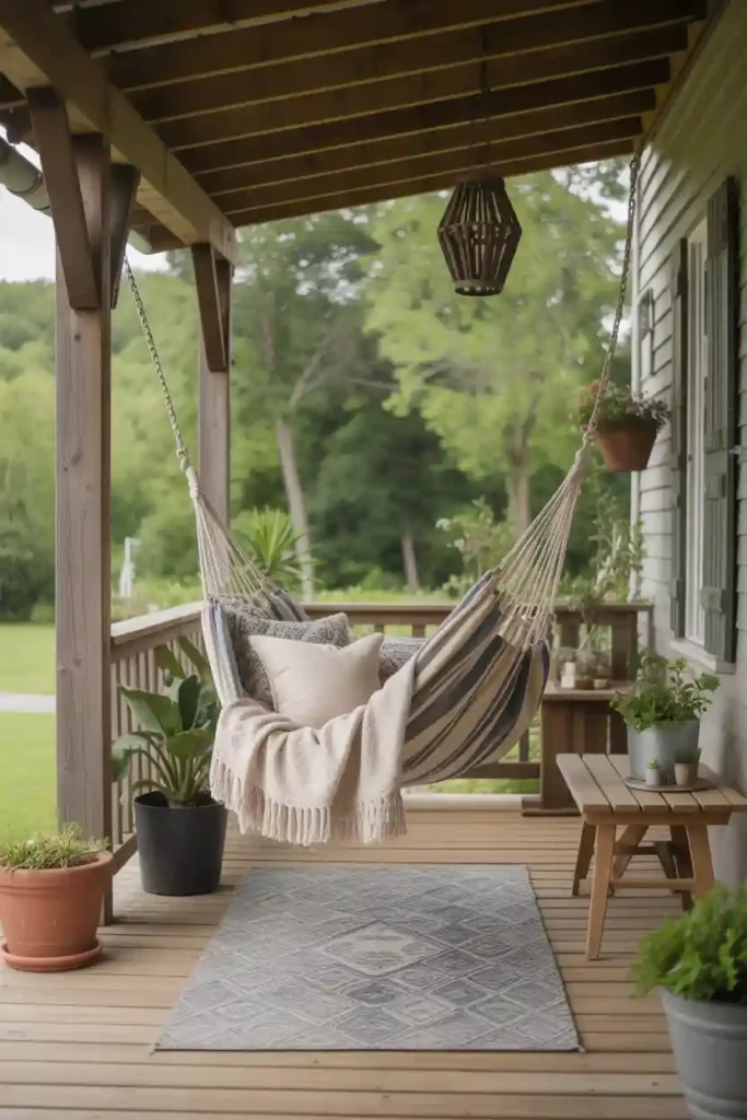 Cozy Hammock Nook on a Covered Porch