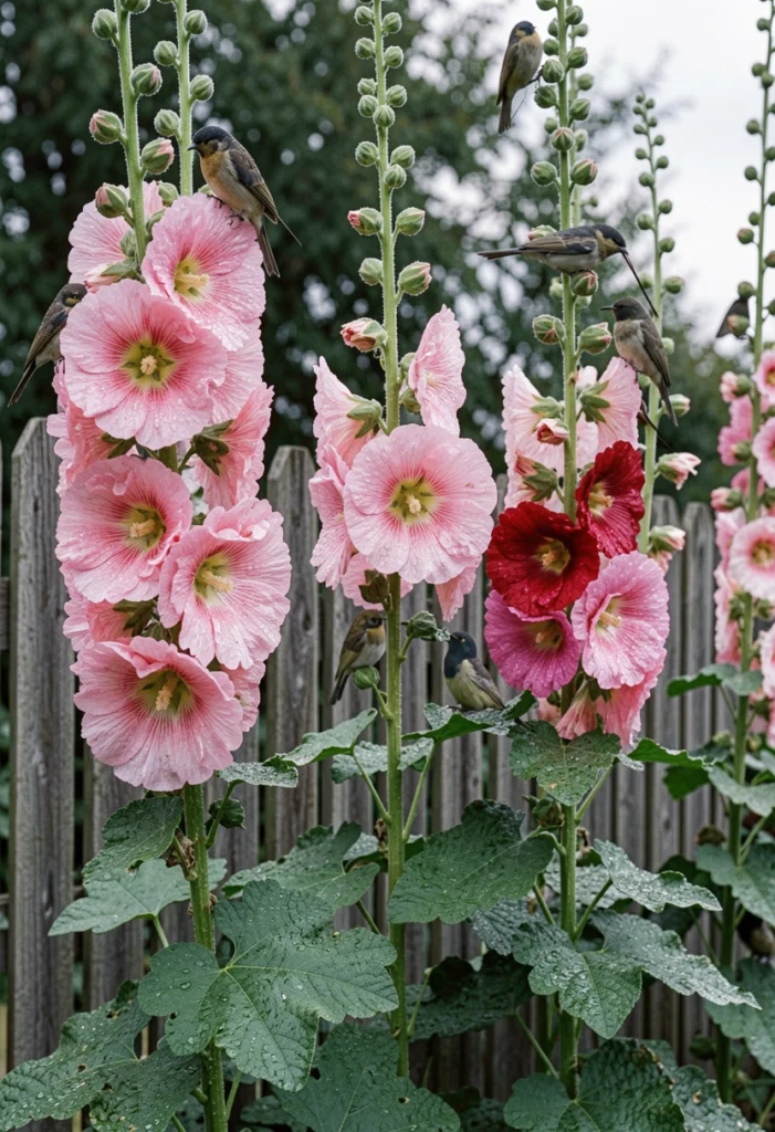 Hollyhocks for Vertical Interest