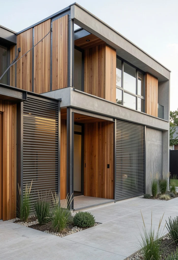 Mixed Material Shutters (Wood and Metal)