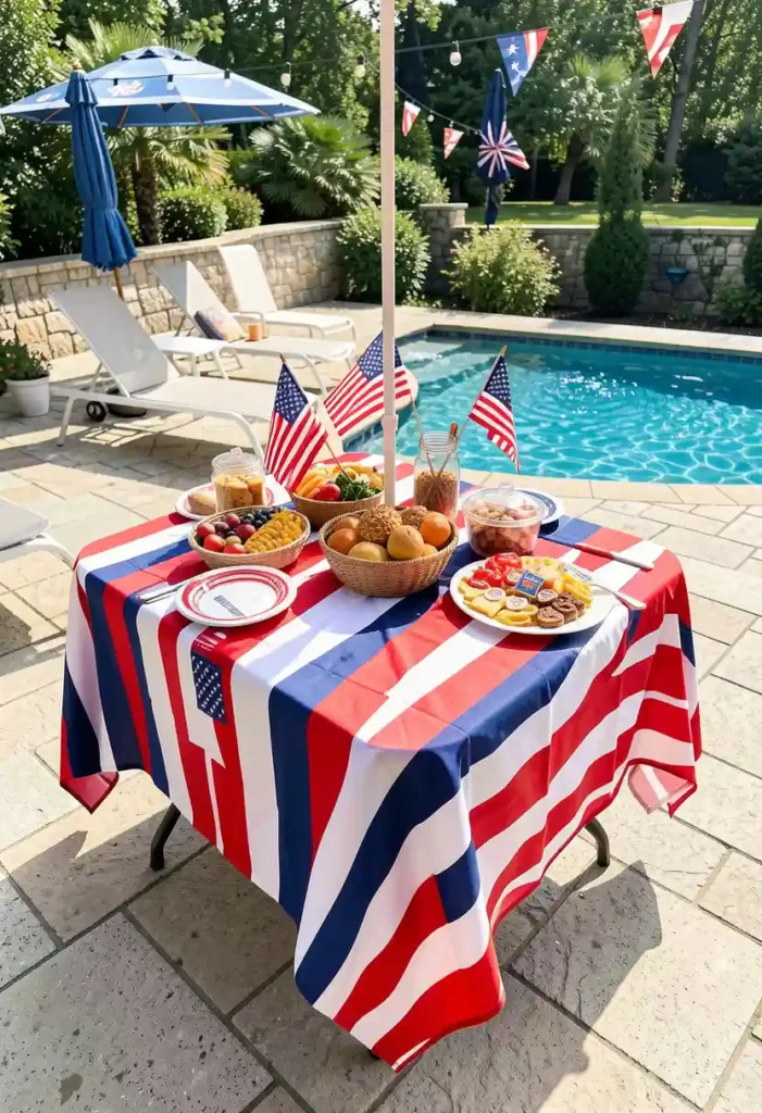 . Patriotic Poolside Table Setup