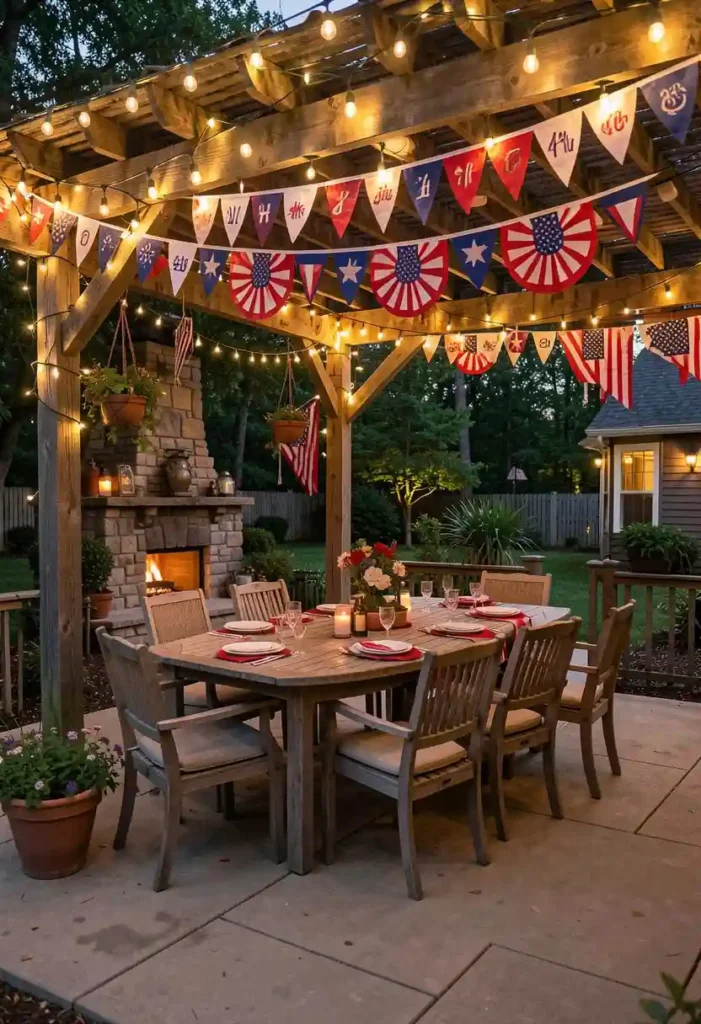 Patriotic String Light Canopy