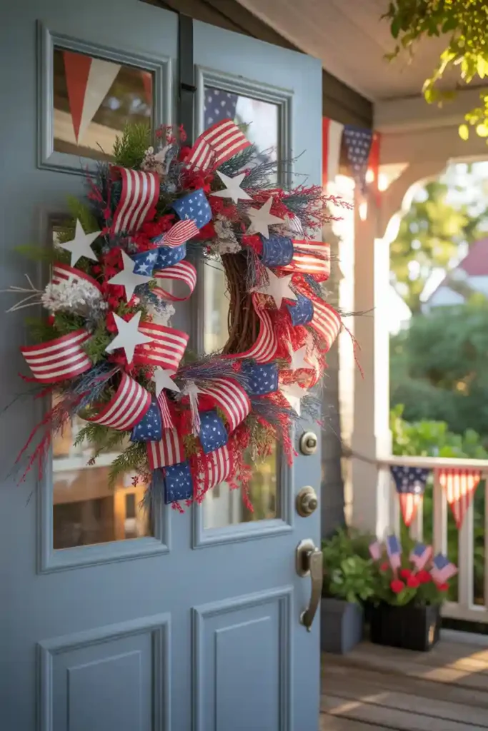 Patriotic Wreath Front Door Display