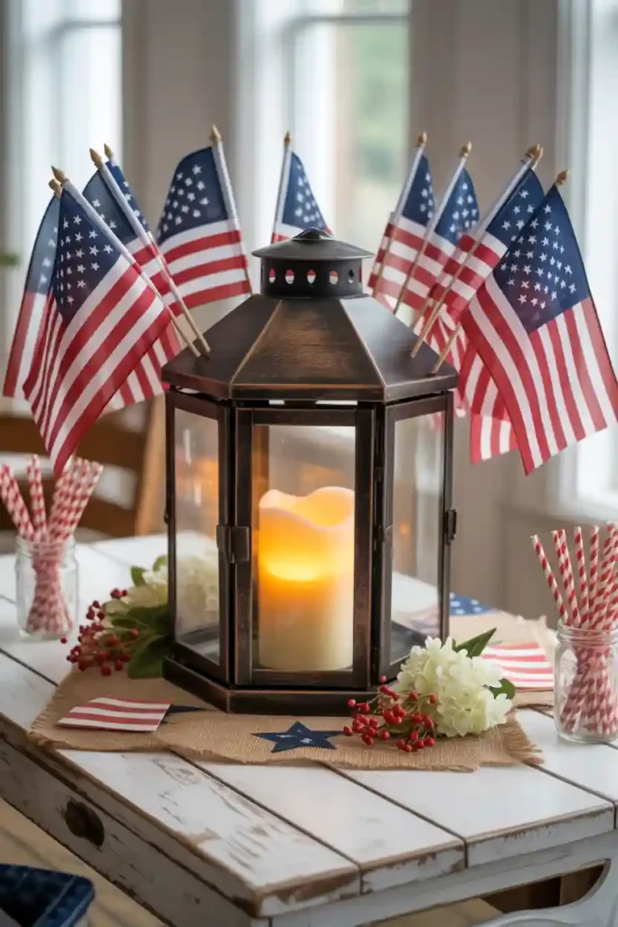 . Rustic Lantern Table Centerpiece