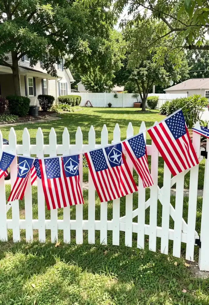 American Flag Fence Display