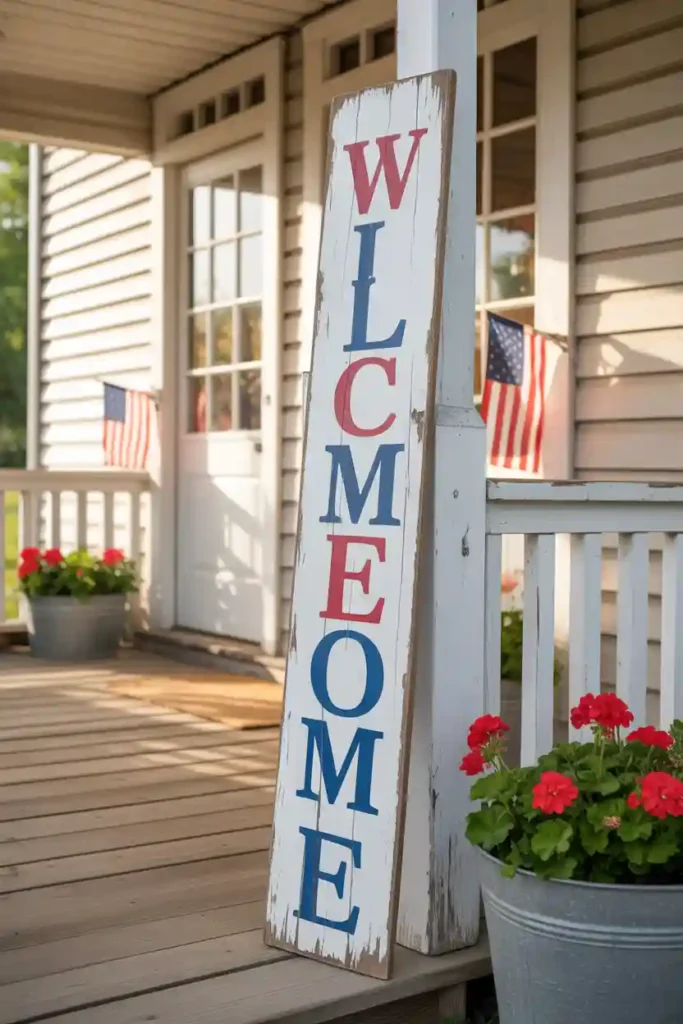 DIY Distressed Wooden Porch Sign