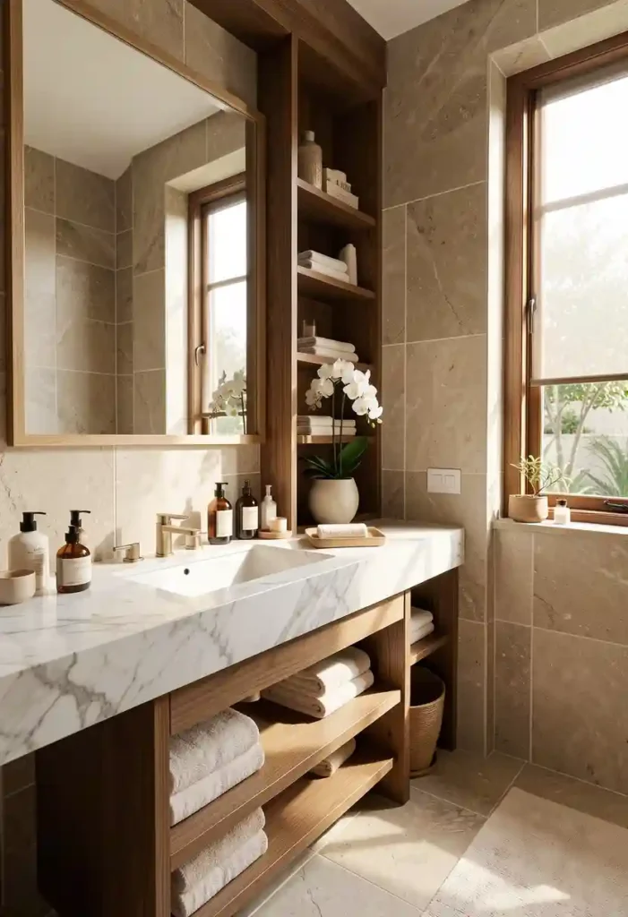 . Incorporate Stone or Marble Elements