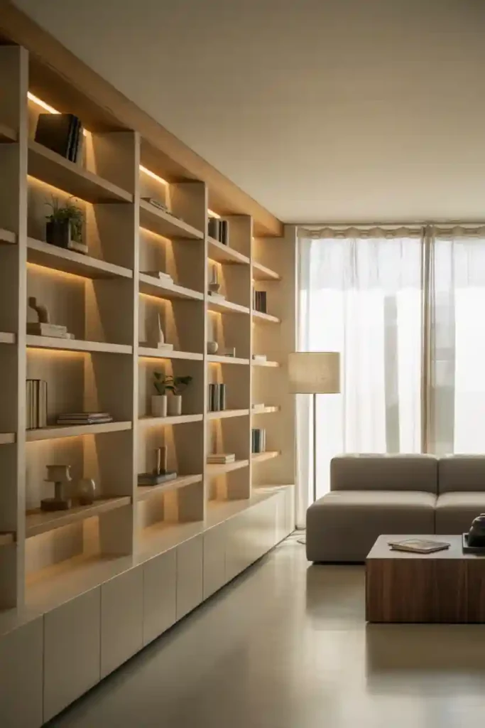 Install Built-In Shelving Along One Wall