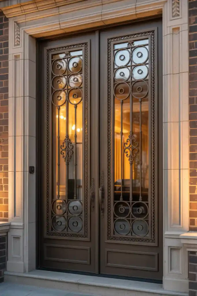  Iron and Glass Decorative Double Doors