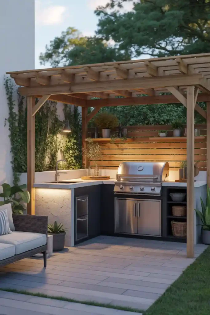 Mini Pergola-Covered Kitchen