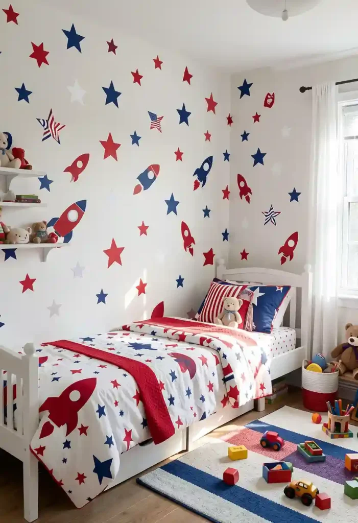 Patriotic Kids’ Star and Rocket Decals