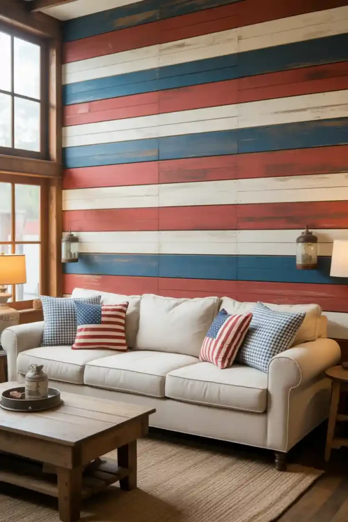 Patriotic Shiplap Accent Wall